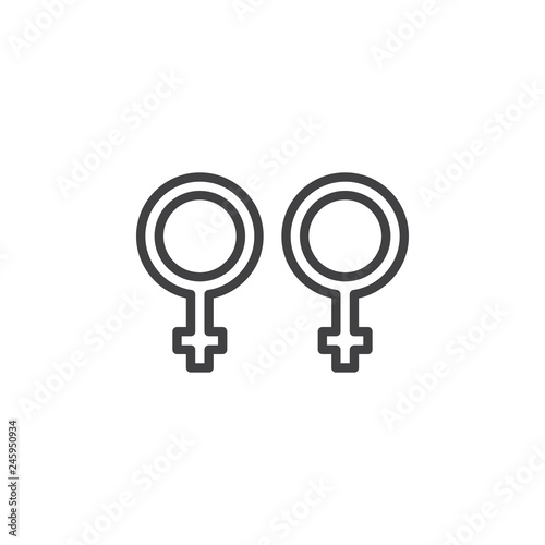 Lesbian Sexual Orientation line icon. linear style sign for mobile concept and web design. Homosexual gender outline vector icon. Symbol, logo illustration. Pixel perfect vector graphics