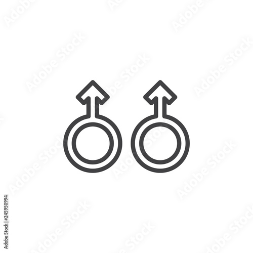 Male sexual orientation line icon. linear style sign for mobile concept and web design. Homosexual gender outline vector icon. Symbol, logo illustration. Pixel perfect vector graphics