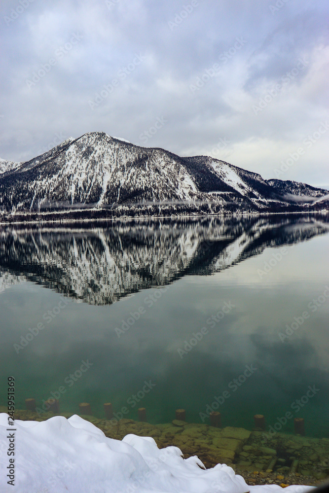 lake in mountains with rEflection