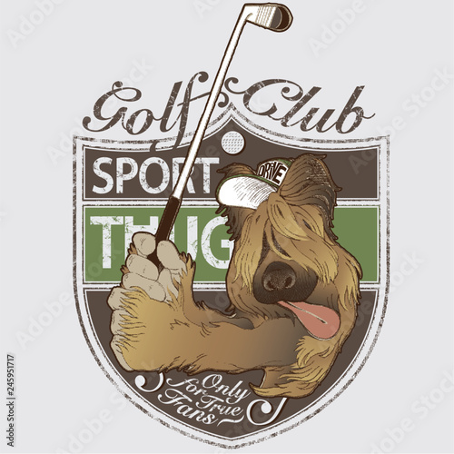 Dog golf club mascotte