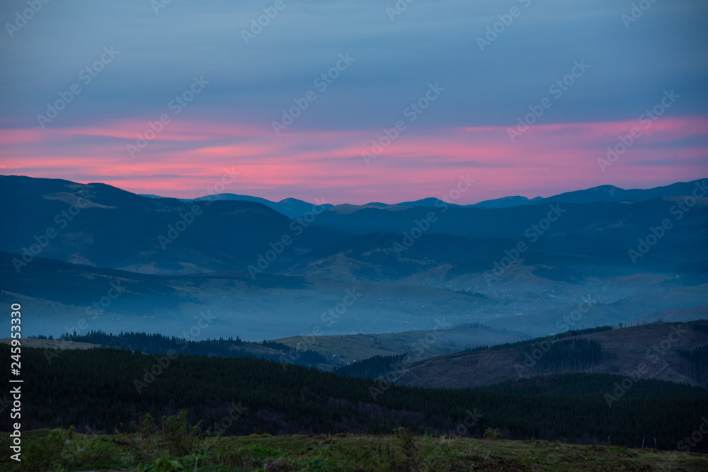 Beautiful dramatic sunset in the mountains autumn Beautiful dramatic sunset in the mountains autumn