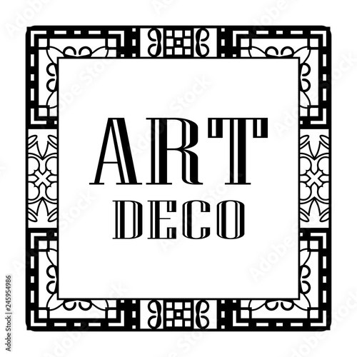 Vintage invitation frame in art deco. Retro style border frame and label. Old retro vintage deco art design