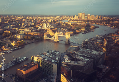 London aerial view with Tower Bridge, UK