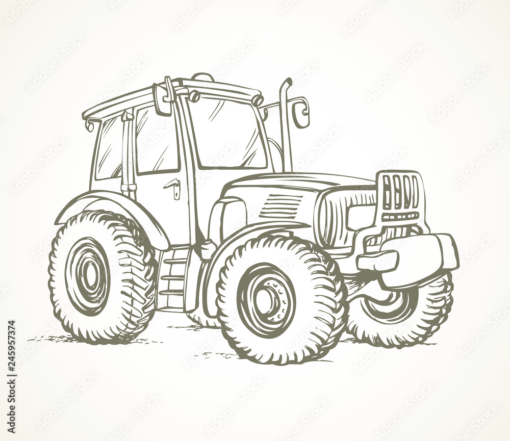 Obraz premium Tractor. Vector drawing