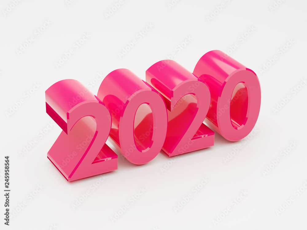 2020 year calendar background, pink glossy text word 2020 year calendar background, pink glossy text word