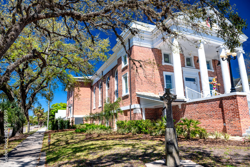 Buildings of Fernandina Beach in Amelia Island, Florida on a sunny day