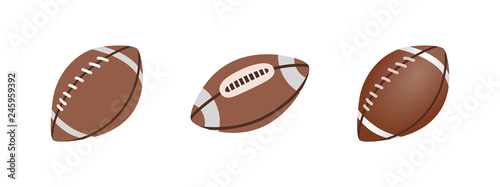 American Football ball isolated on a white background. Realistic Vector Illustration. Rugby sport.