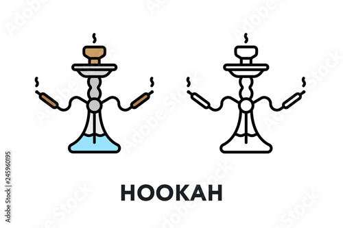 Hookah Shisha Smoking Pipe Vector Flat Line Stroke Icon