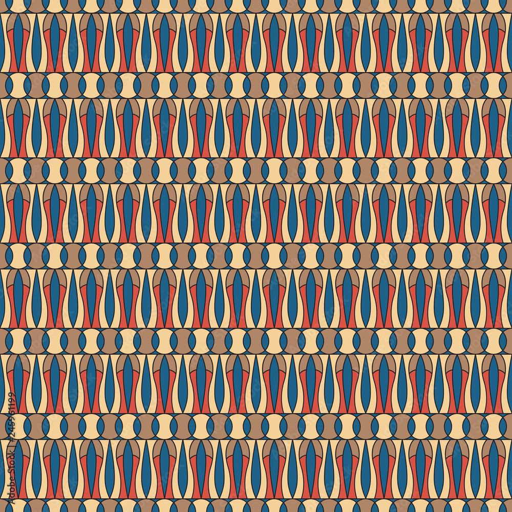 Geometric folklore ornament. Ethnic vector texture. Seamless striped pattern in vintage style. Coloful illustration