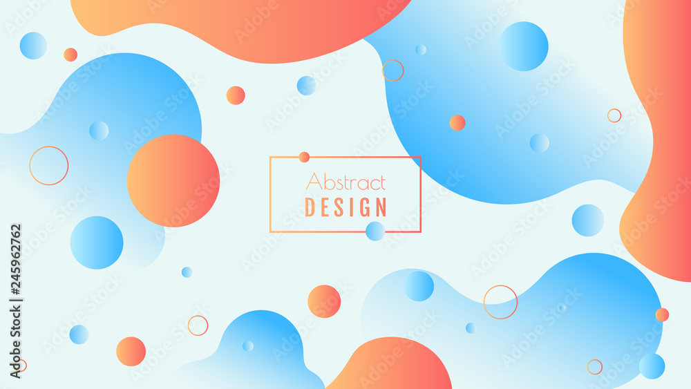 Trendy colorful geometric flow background with blue white and orange gradient colors