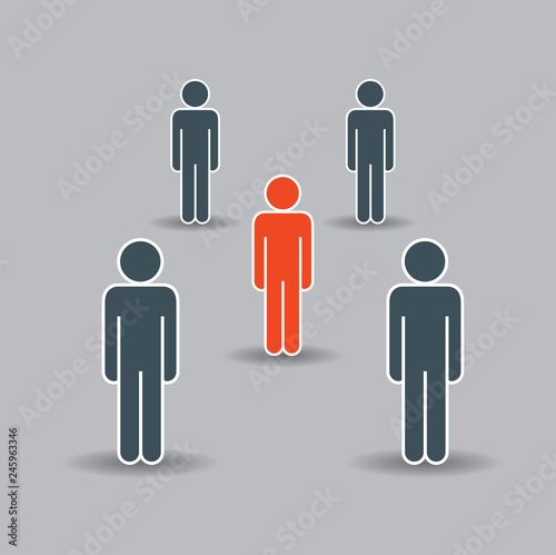 Set of Icon in flat style isolated on grey background. Vector People.