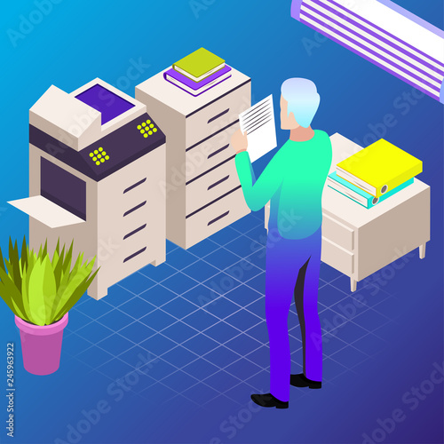 Vector illustration of office. Business icons. Communication between people. Work for company