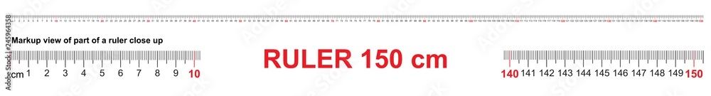 Precies salon ontvangen Ruler 150 cm. Precise measuring tool. Ruler scale 1,5 meter. Ruler grid  1500 mm. Metric centimeter size indicators. Stock Vector | Adobe Stock