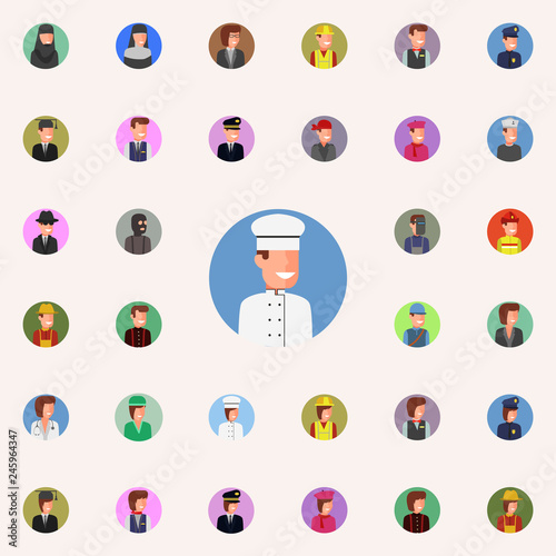 colored avatar of cook icon. Avatar icons universal set for web and mobile