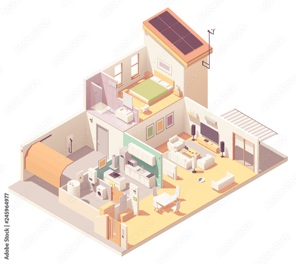 Vector isometric house cross-section Vector isometric house cross-section