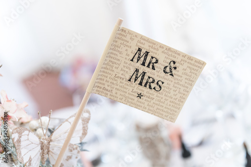 Mr & Mrs wedding table decoration