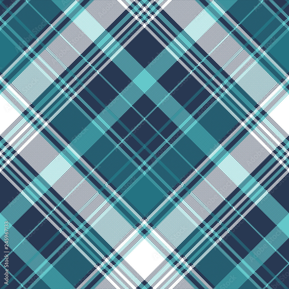 Blue pixel check tartan seamless fabric texture Blue pixel check tartan seamless fabric texture