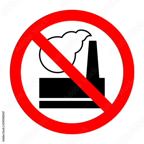 Plant air pollution into atmosphere stop forbidden prohibition sign