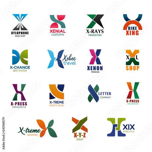 X letter icons and fonts for business organization