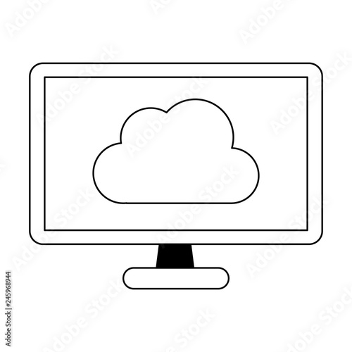 cloud computing technology in black and white