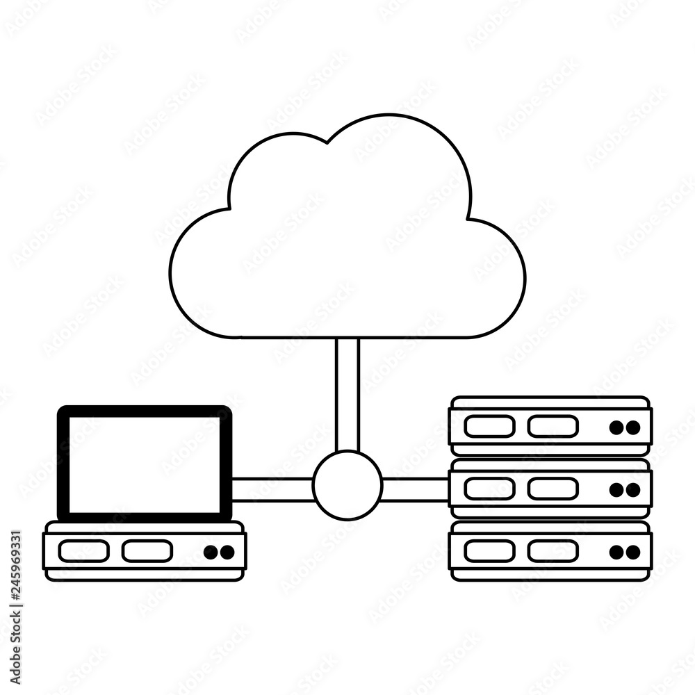 cloud computing technology in black and white