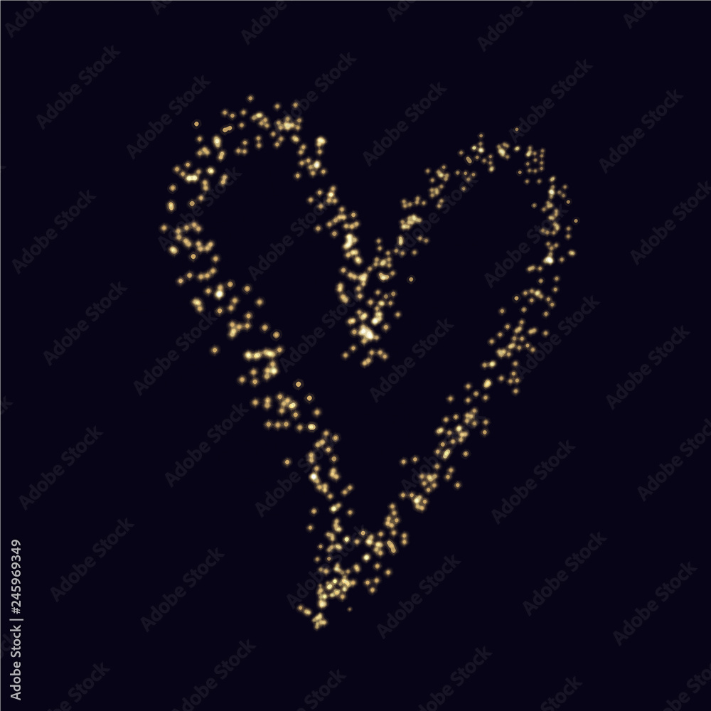 Valentine Day vector background with sparkles glitter heart shape. Holiday design