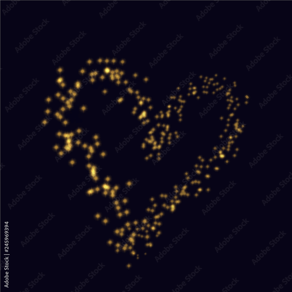 Valentine Day vector background with sparkles glitter heart shape. Holiday design