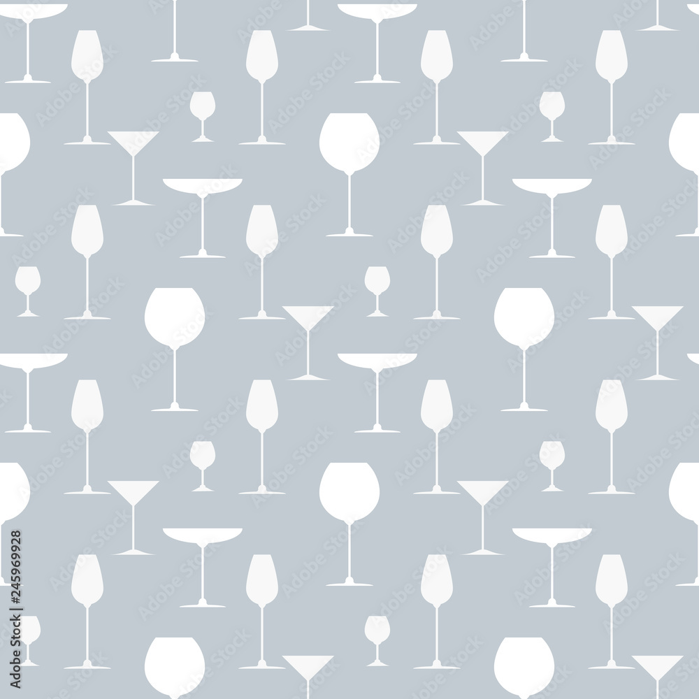 Drink and cocktail glasses seamless pattern background. Design for cover menu, wine list or restaurant card. Drink and cocktail glasses seamless pattern background. Design for cover menu, wine list or restaurant card.