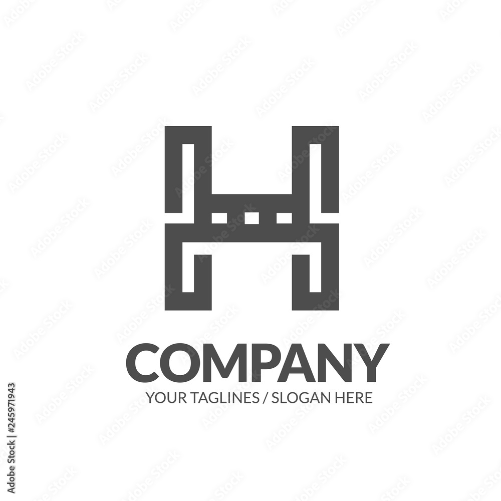 initial letter H geometric strong monogram logo vector illustration isolated on white background