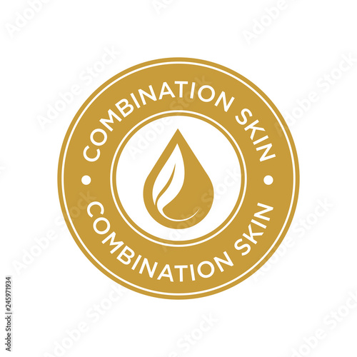Combination skin icon. Label with skin type indicator for personal care products.