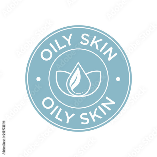 Oily skin icon. Label with skin type indicator for personal care products.