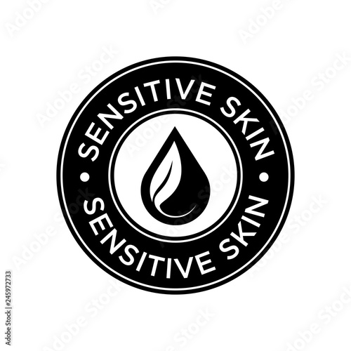 Sensitive skin icon. Label with skin type indicator for personal care products.