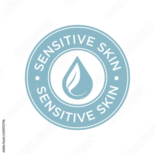 Sensitive skin icon. Label with skin type indicator for personal care products.