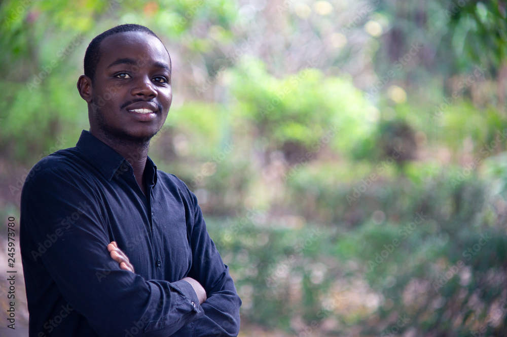 Portrait of a handsome African man smiling.