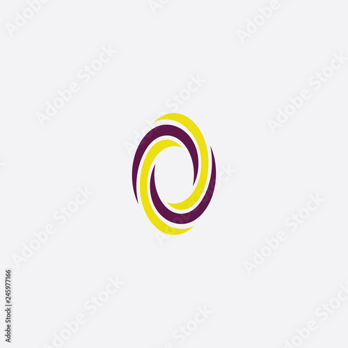 o letter icon purple yellow logo sign