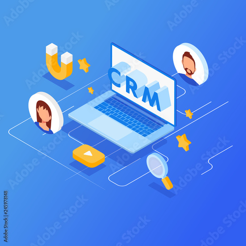 Customer relationship management CRM concept. 