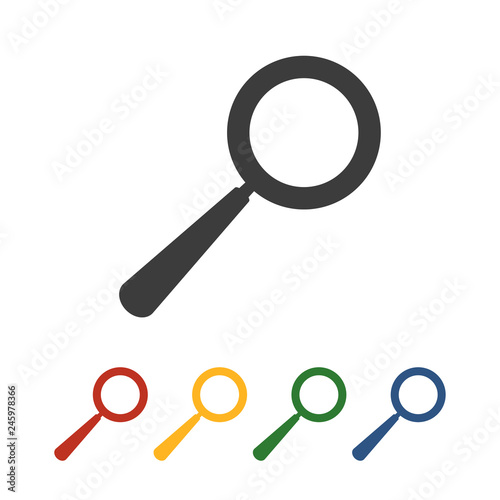 flat icons magnifying glass color set