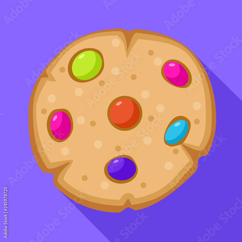 Candy bean on biscuit icon. Flat illustration of candy bean on biscuit vector icon for web design