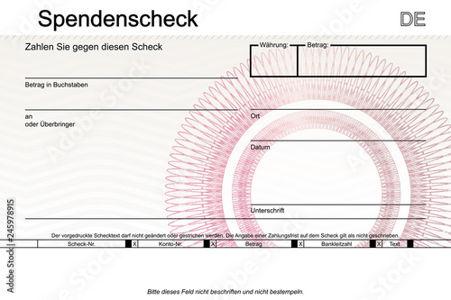 Spendenscheck mit rotem Siegel