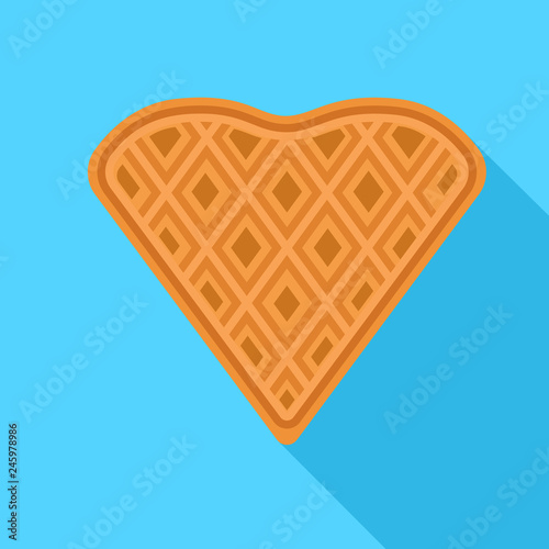 Heart waffle icon. Flat illustration of heart waffle vector icon for web design