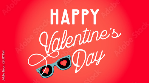 Happy Valentine's Day. Sunglasses with hearts. Love concept. Vector illustration.
