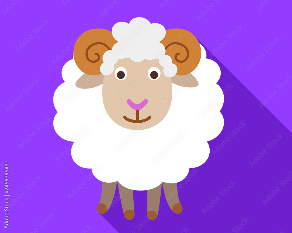 Fototapeta premium Cute sheep ram icon. Flat illustration of cute sheep ram vector icon for web design