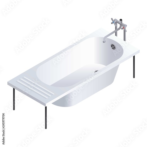 Old bathtub icon. Isometric of old bathtub vector icon for web design isolated on white background