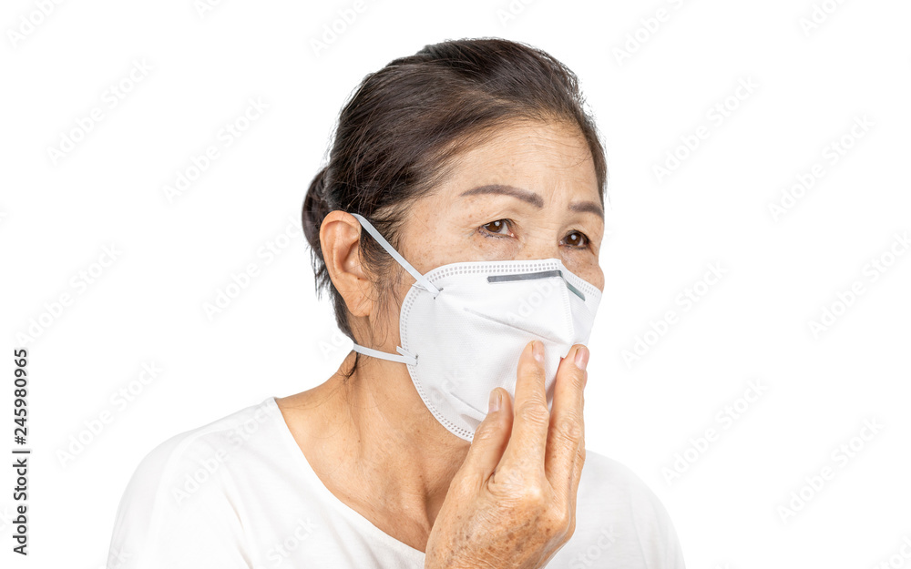 old woman wearing N95 face mask for healthy old woman wearing N95 face mask for healthy