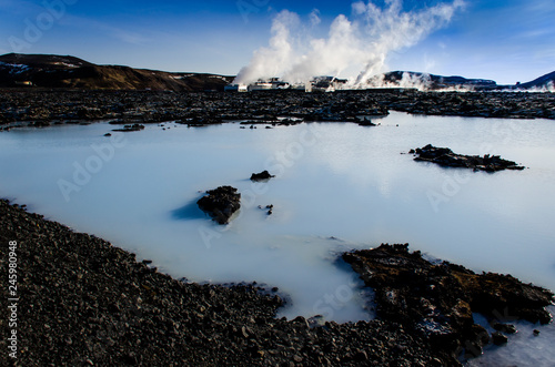 The blue lagoon, a geothermal lake rich in minerals, lies on the Reykjanescany Peninsula in the southwestern part of Iceland. photo