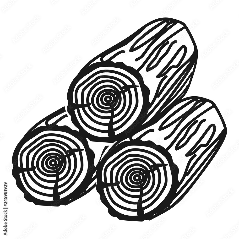 Three logs icon. Simple illustration of three logs vector icon for web design isolated on white background Three logs icon. Simple illustration of three logs vector icon for web design isolated on white background