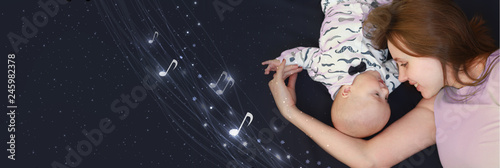 Vászonkép lullaby. song for sleep. baby and mom