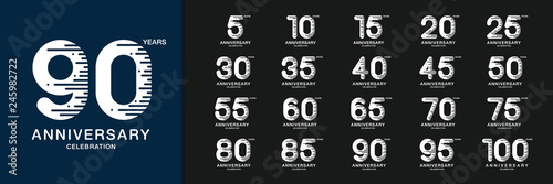 Set of anniversary logotype. Colorful anniversary celebration icons. Design for company profile, booklet, leaflet, magazine, brochure, invitation or greeting card.