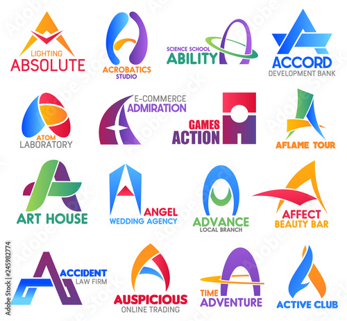 Business icons, letter A, corporate identity