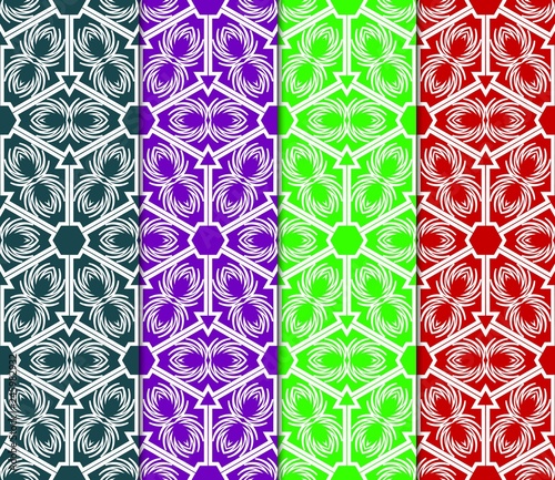 Set of seamless geometric patterns. Color backgrounds collection. Endless repeating linear texture. Vector illustration photo